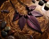Holz Blätter Collier